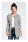 B030 Atklāts trikotāžas žakete bez apkakles - pelēks