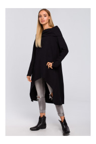 M477 Asimetriska tunika ar platu apkakli - melna