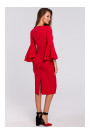 K002 Svīteru kleita ar saritinātām piedurknēm - sarkana