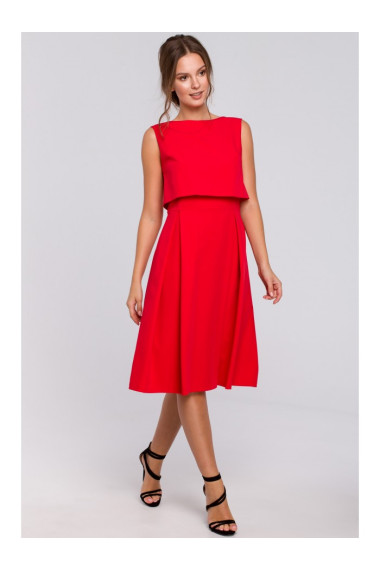 K005 Fit & flare dress with open back - red