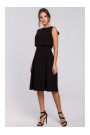 K005 Fit & flare dress with open back - black