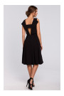 K005 Fit & flare dress with open back - black