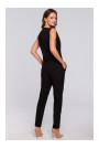 K009 One-piece jumpsuit with v-neck - black