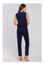 K009 One-piece jumpsuit with v-neck - navy blue