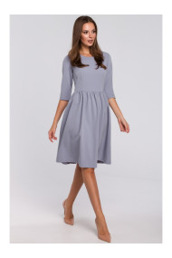 K010 Fit & flare dress with gathered waistline - dove grey