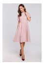 K028 Rolled neck fit and flare dress - crepe pink