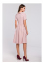 K028 Rolled neck fit and flare dress - crepe pink