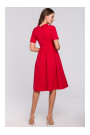K028 Rolled neck fit and flare dress - red