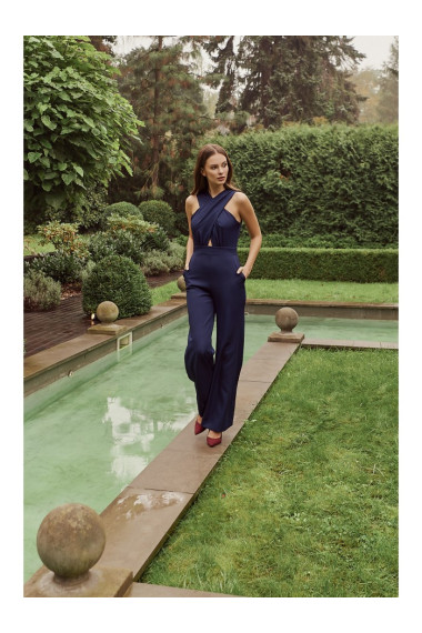 K029 Cross front jumpsuit - deep blue