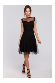 K030 Polka dot tulle dress - black