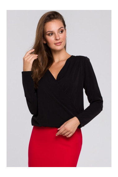 K037 Wrap front blouse - black