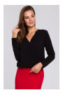 K037 Wrap front blouse - black