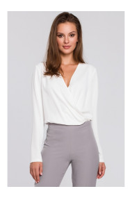 K037 Wrap front blouse - ecru