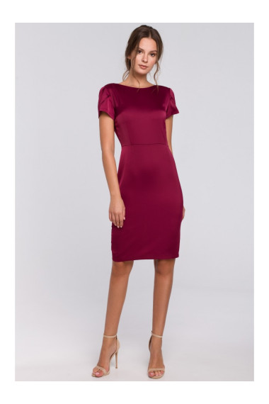 K041 Sheath dress with a cowl neck in the back - maroon