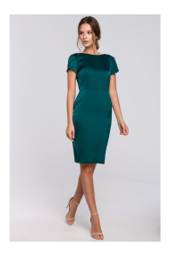 K041 Sheath dress with a cowl neck in the back - green