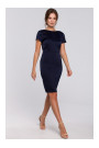 K041 Sheath dress with a cowl neck in the back - navy blue