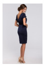 K041 Sheath dress with a cowl neck in the back - navy blue