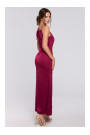 K042 Maxi dress with tied neckline - maroon