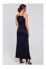 K042 Maxi dress with tied neckline - navy blue
