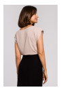 S206 Sleeveless top with lace neckline - beige