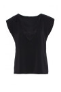 S206 Sleeveless top with lace neckline - black