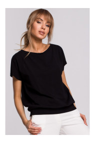 M498 Wrap back short-sleeved top - black