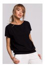 M498 Wrap back short-sleeved top - black