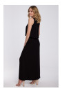 K048 Maxi dress with frill top - black