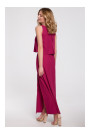 K048 Maxi dress with frill top - plum
