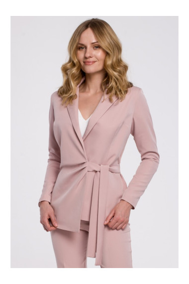 K056 Blazer with a tie belt - crepe pink