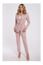 K056 Blazer with a tie belt - crepe pink