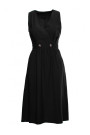 S224 Sleeveless faux wrap fir and flare dress - black