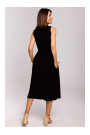 S224 Sleeveless faux wrap fir and flare dress - black