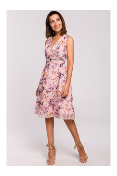 S225 Plunge-neck chiffon dress - model 2