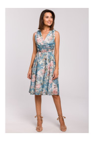 S225 Plunge-neck chiffon dress - model 4