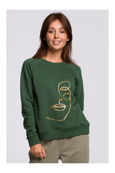 B167 Pullover top with a print in the front - lawn green