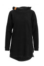 B176 Textured knit pullover top with rounded hem - black