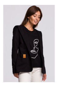 B180 Hooded blazer in cotton knit - black