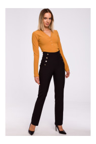 M530 High waisted trousers with decorative press studs - black