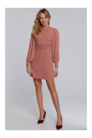 K078 Dress with gathered belt - rose