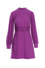 K078 Dress with gathered belt - lavender