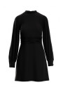 K078 Dress with gathered belt - black