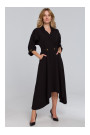 K086 Midi lenght dress with decorative buttons - black