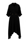 K086 Midi lenght dress with decorative buttons - black