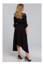 K086 Midi lenght dress with decorative buttons - black
