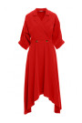 K086 Midi lenght dress with decorative buttons - red