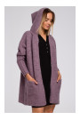 M556 Chunky knit hooded cardigan - heather
