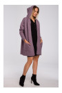 M556 Chunky knit hooded cardigan - heather
