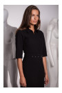 S231 Collar dres with a buckle belt - black