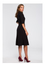 S231 Collar dres with a buckle belt - black